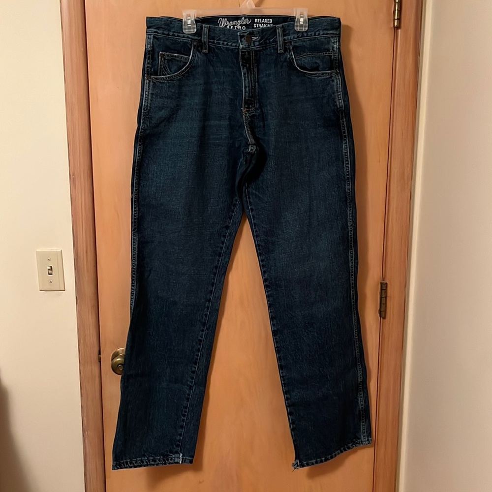 Wrangler Retro Men’s Relaxed Straight Leg Jeans Size 36x36 Dark Blue Wash